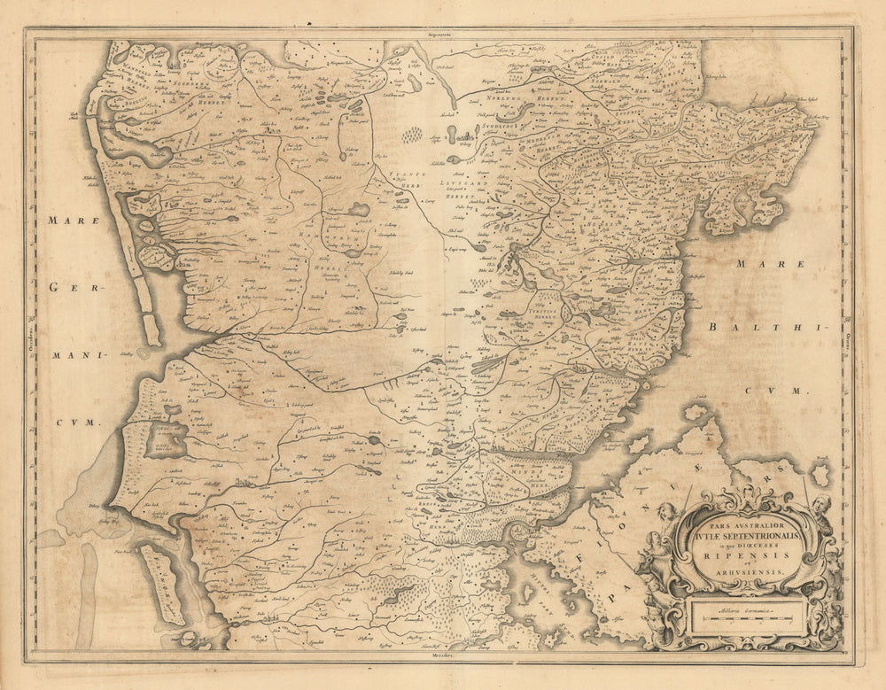 PARS AUSTRALIOR IUTIAE SEPTENTRIONALIS. North Jutland Denmark.BLAEU c1667 map