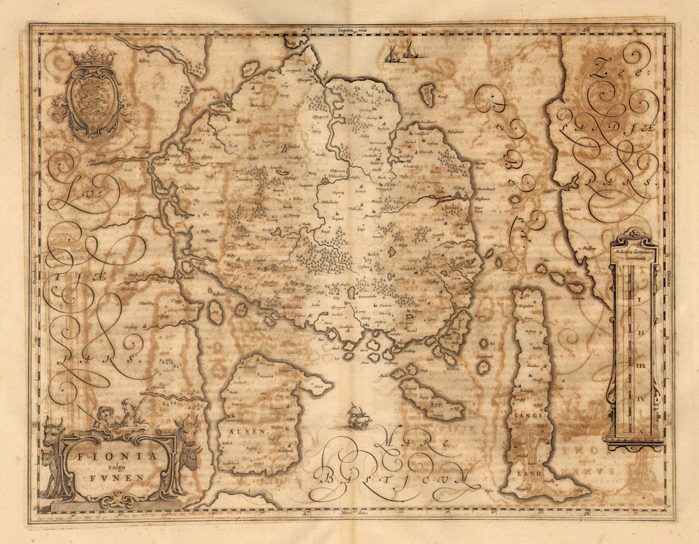 FIONIA VULGO FUNEN. Fyn. Odense Langeland Als Kolding Denmark. BLAEU c1667 map