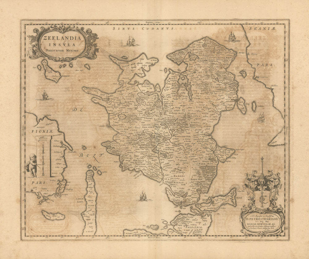 ZEELANDIA INSULA DANICARUM MAXIMA. Seeland Sjælland Copenhagen BLAEU c1667 map