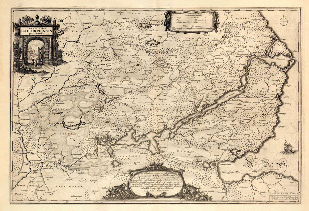 PRAEFECTURAE GOTTORPIENSIS PARS BOREALIS. Gottorf Schleswig. BLAEU c1667 map