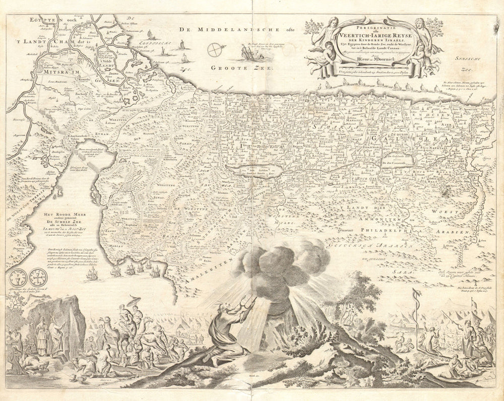 'DER KINDEREN ISRAELS'. Exodus of Israelites. Moses. VISSCHER 1686 old map