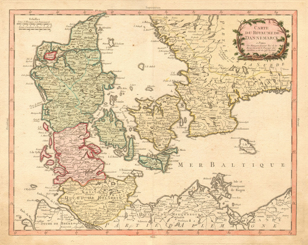 'ROYAUME DE DANNEMARCK' Denmark Schleswig Holstein S Sweden. BOURGOIN 1766 map