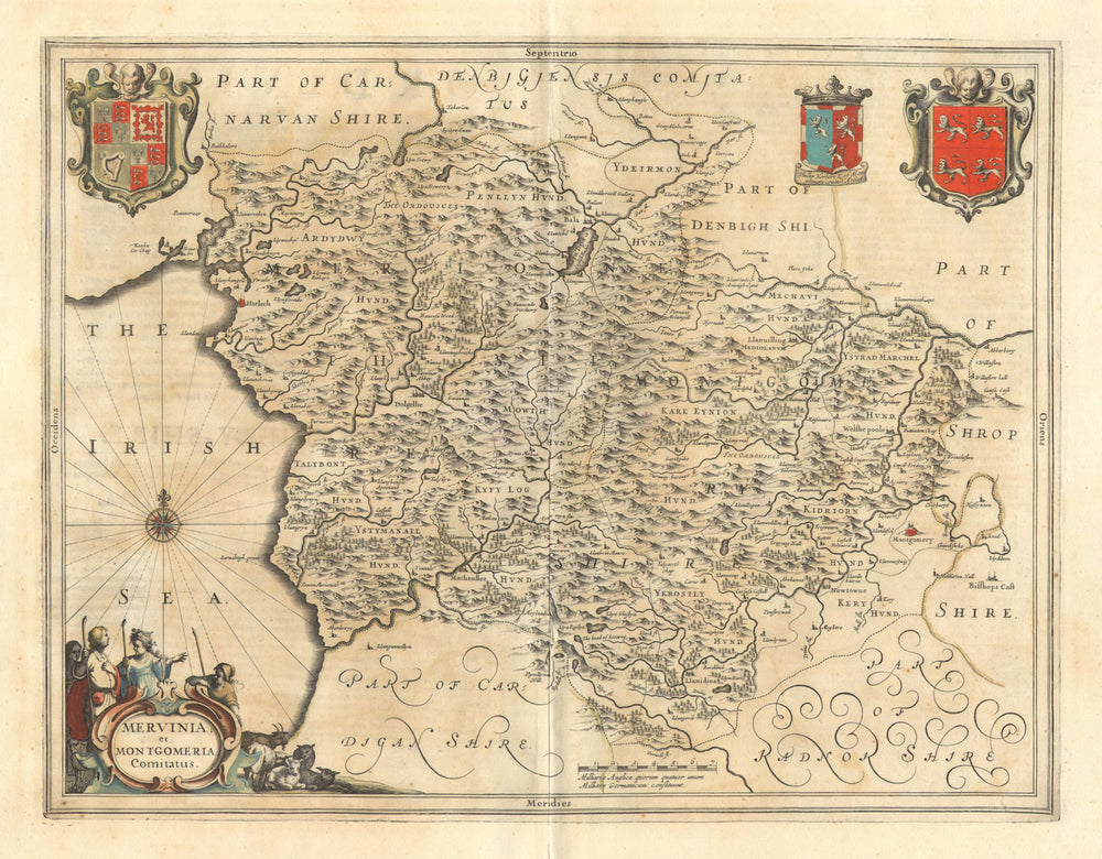 MERVINIA ET MONTGOMERIA COMITATUS. Merioneth/Montgomeryshire.JANSSON c1645 map