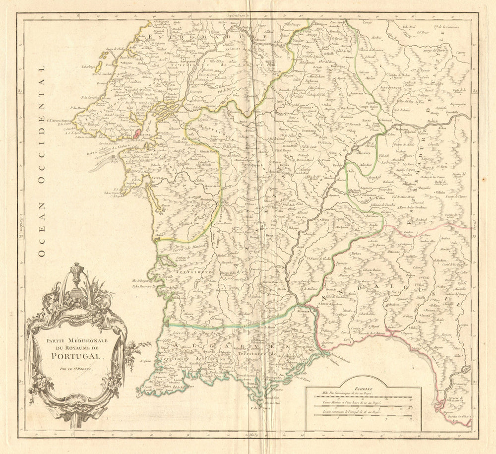 'PARTIE MERIDIONALE DU ROYAUME DE PORTUGAL'. Algarve. DE VAUGONDY c1750 map