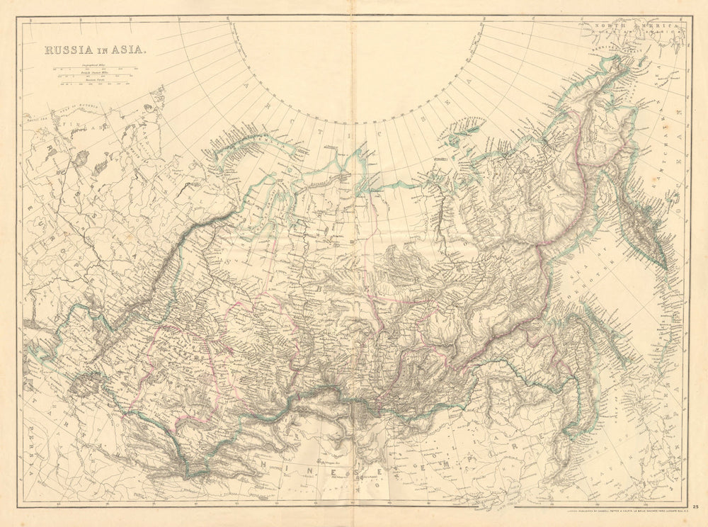 'RUSSIA IN ASIA'. Siberia. WELLER c1865 old antique vintage map plan chart