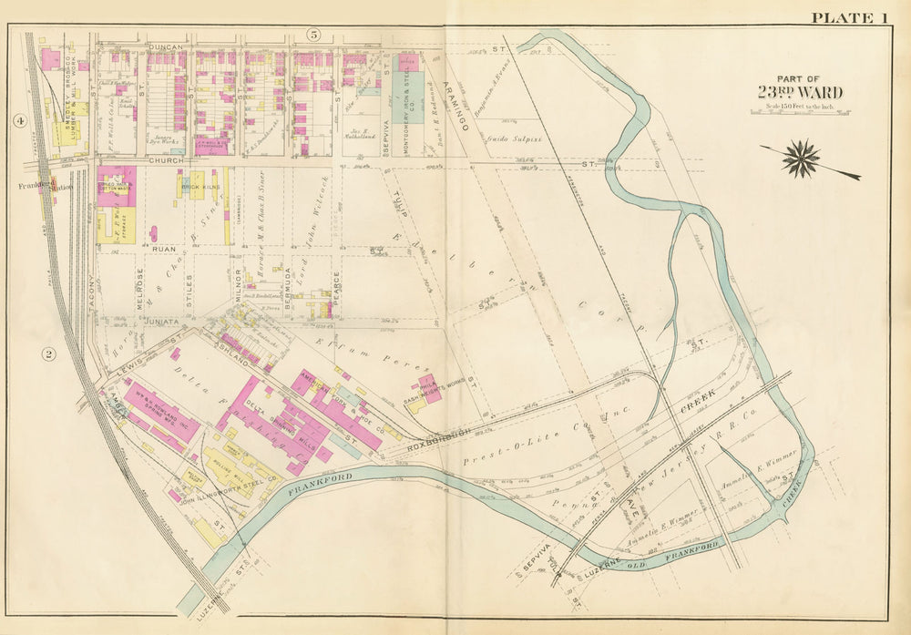 PHILADELPHIA Frankford. Duncan Church Ruan Juniata Aramingo Av BROMLEY 1929 map
