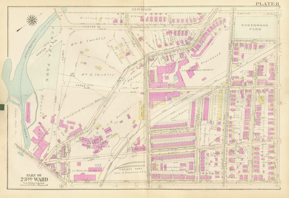 PHILADELPHIA Frankford. Arrot Castor Oakland Orthodox Foulkrod BROMLEY 1929 map