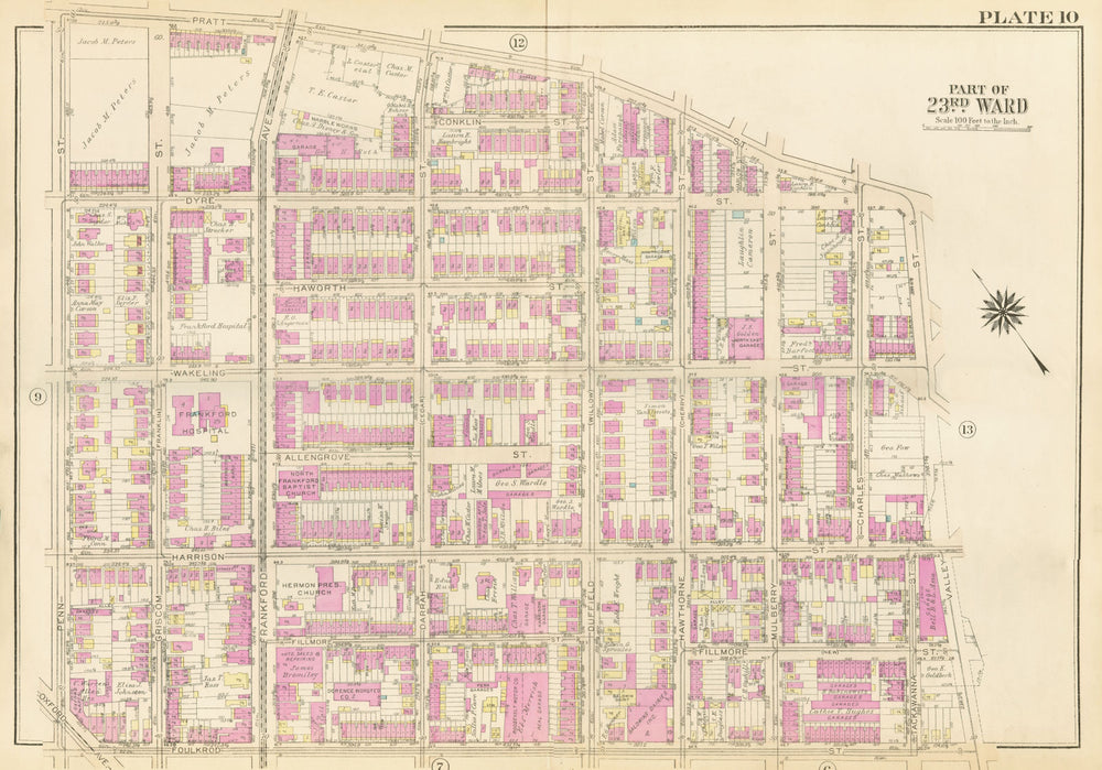 PHILADELPHIA Frankford. Pratt Foulkrod Penn Valley Dyre Darrah BROMLEY 1929 map