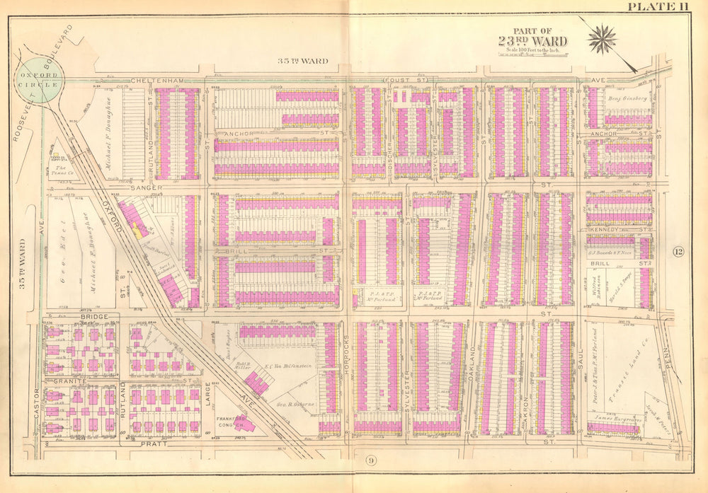 PHILADELPHIA. Frankford. Oxford Cheltenham Pratt Sanger Saul. BROMLEY 1929 map