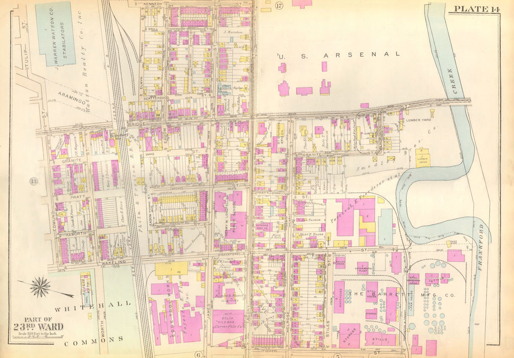 PHILADELPHIA. Frankford. Arsenal Bridge Wakeling James Melrose BROMLEY 1929 map