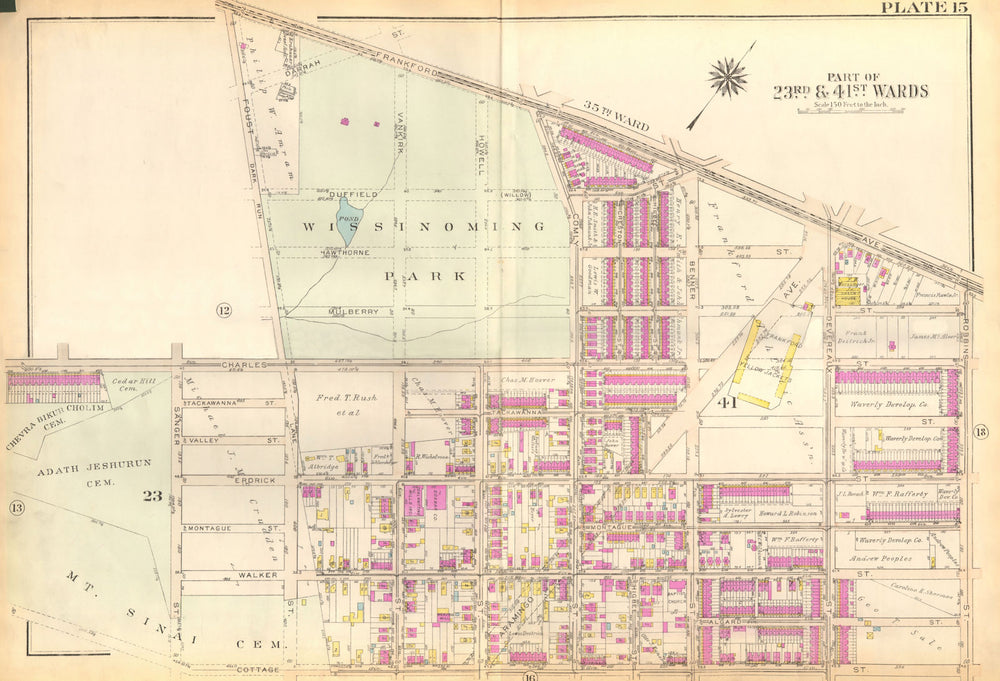 PHILADELPHIA. Frankford Wissinoming. Mt Sinai Comly Charles. BROMLEY 1929 map