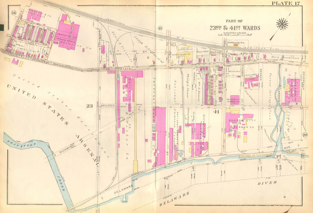 PHILADELPHIA. Frankford Wissinoming. State Devereaux Milnor. BROMLEY 1929 map
