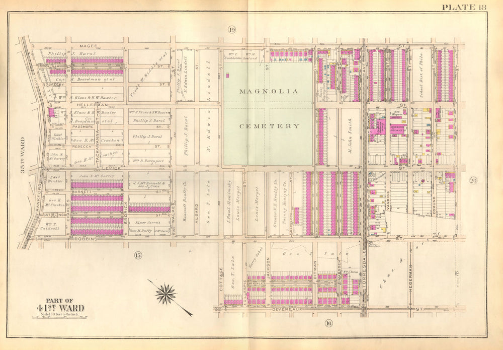 PHILADELPHIA Wissinoming Tacony. Magnolia Magee Levick Robbins BROMLEY 1929 map