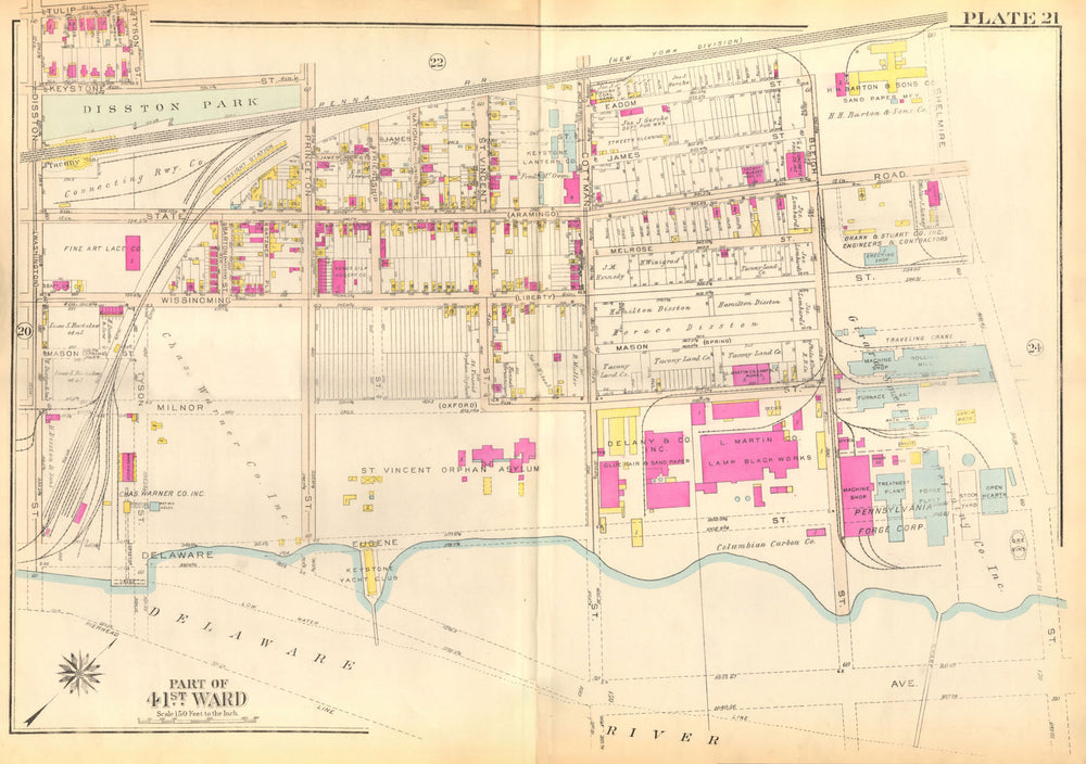 PHILADELPHIA Tacony Holmesburg. Disston Cottman Princeton.BROMLEY 1929 old map