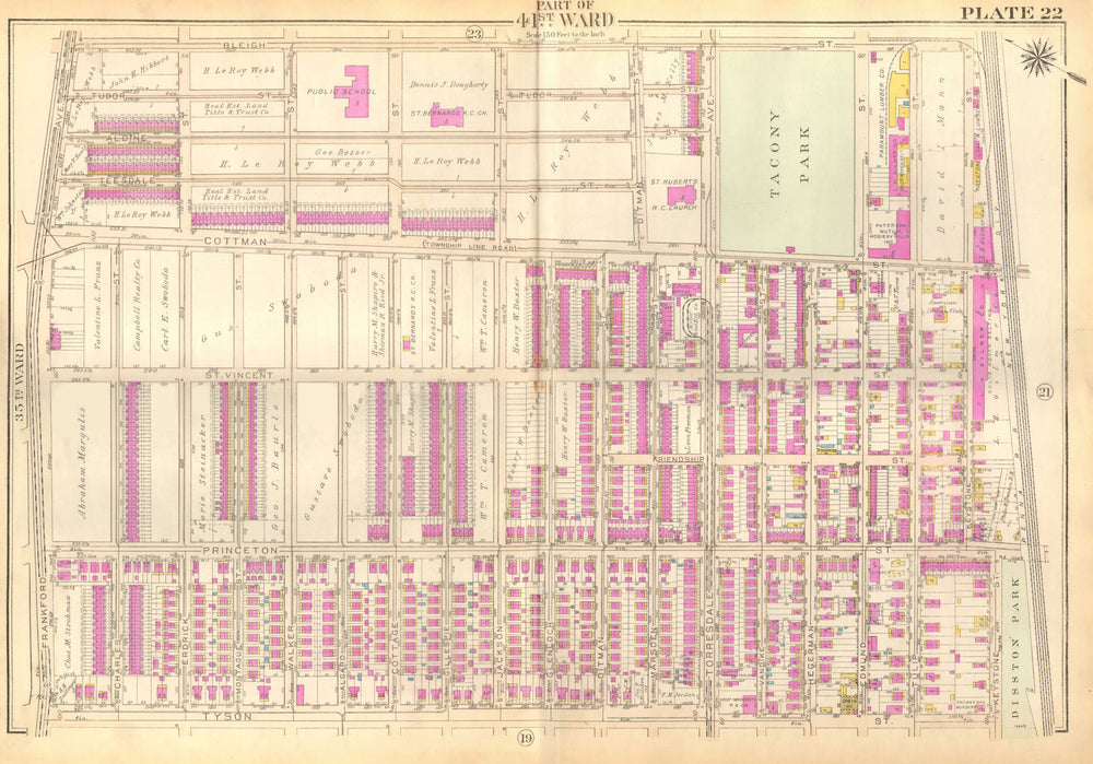 PHILADELPHIA Tacony Holmesburg. Cottman Princeton Bleigh Tyson BROMLEY 1929 map