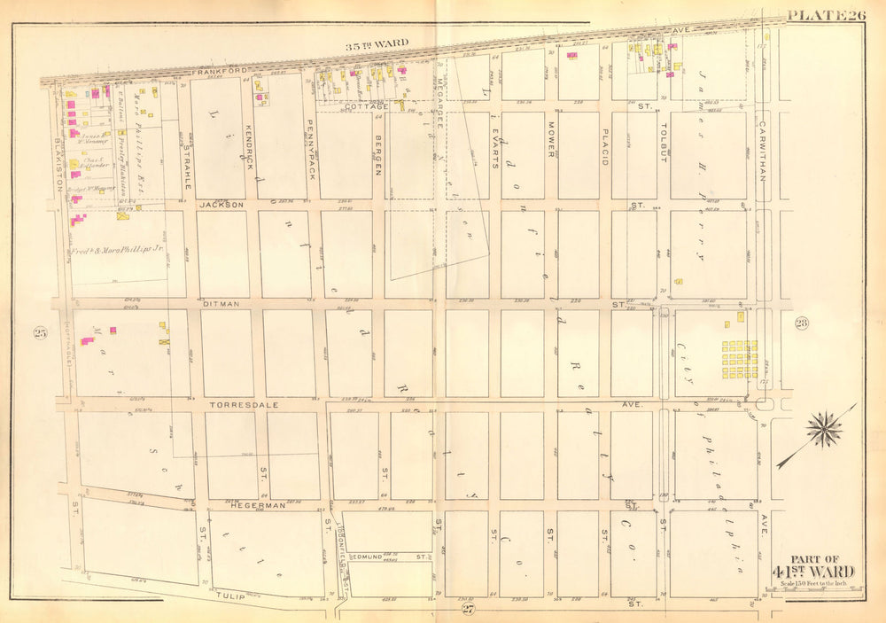 PHILADELPHIA Holmesburg. Evarts Jackson Ditman Tulip Blakiston BROMLEY 1929 map