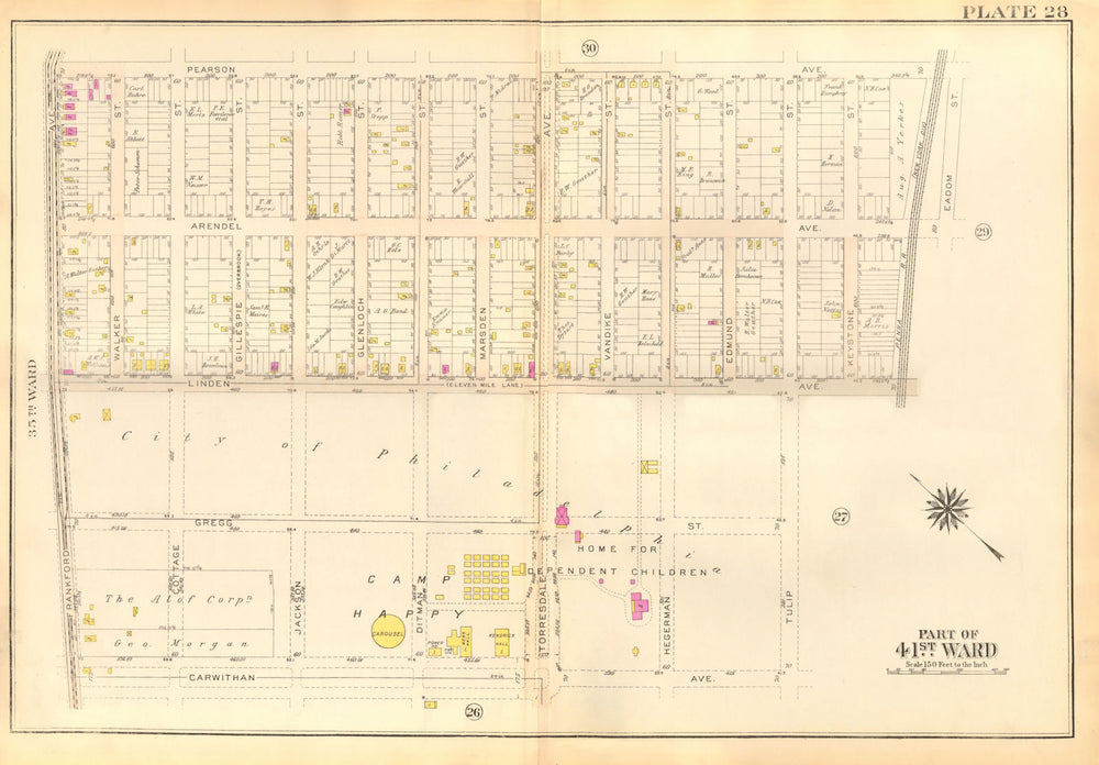 PHILADELPHIA Holmesburg Torresdale. Linden Arendell Pearson Av BROMLEY 1929 map