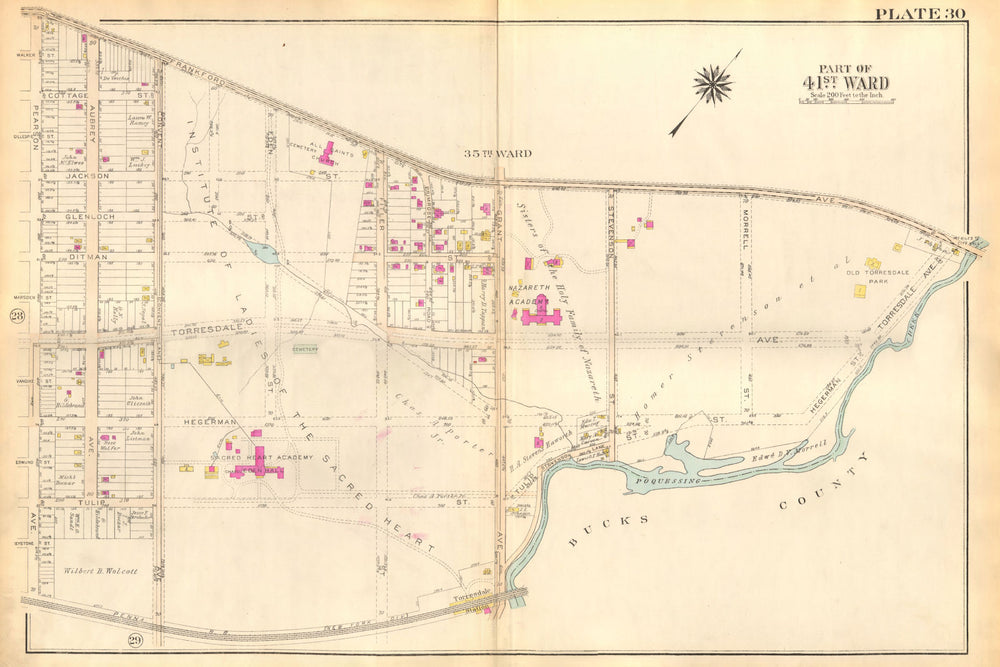 PHILADELPHIA. Torresdale. Aubrey Pearson Convent Grant Avenues BROMLEY 1929 map