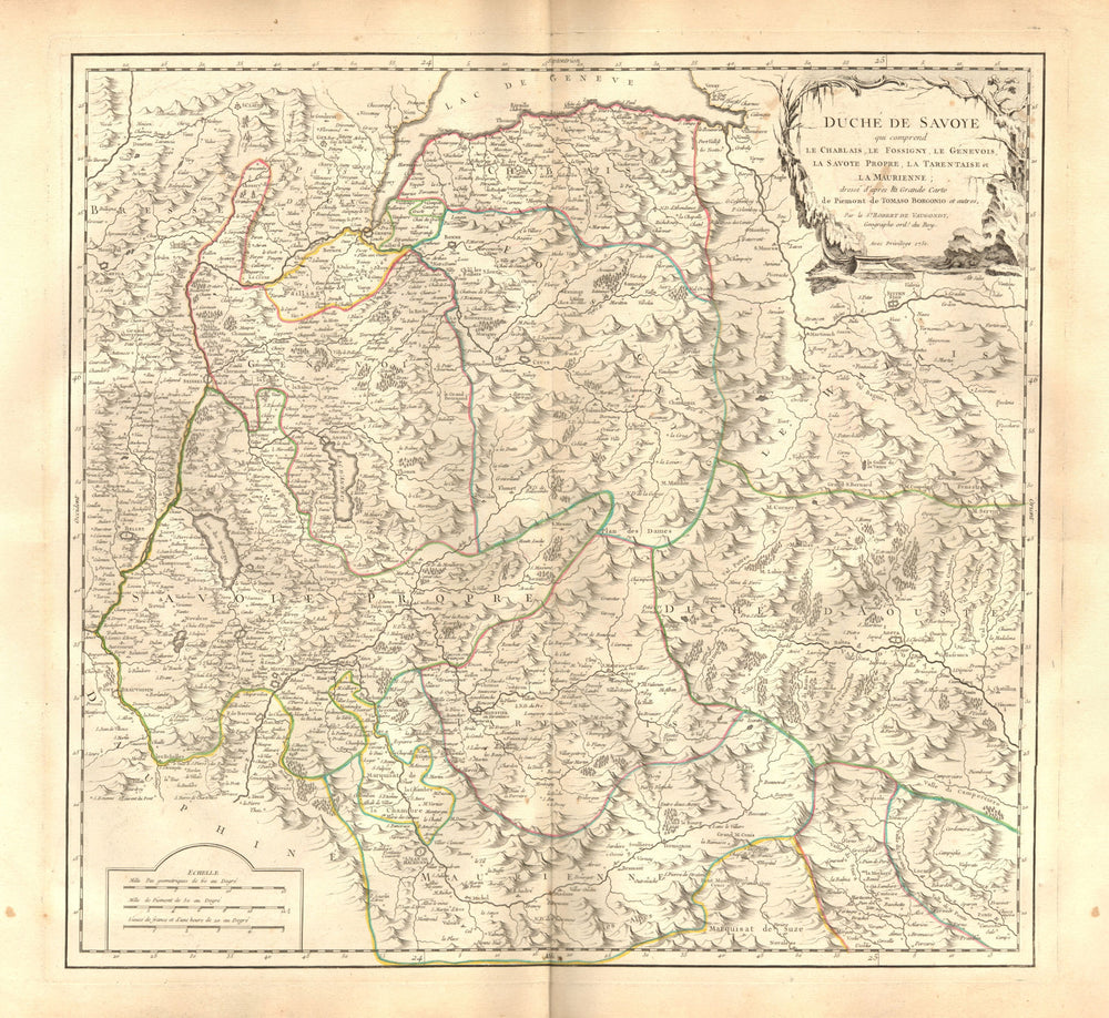 'Duché de Savoie'. Savoy Genevois Tarentaise Maurienne &c. DE VAUGONDY 1751 map