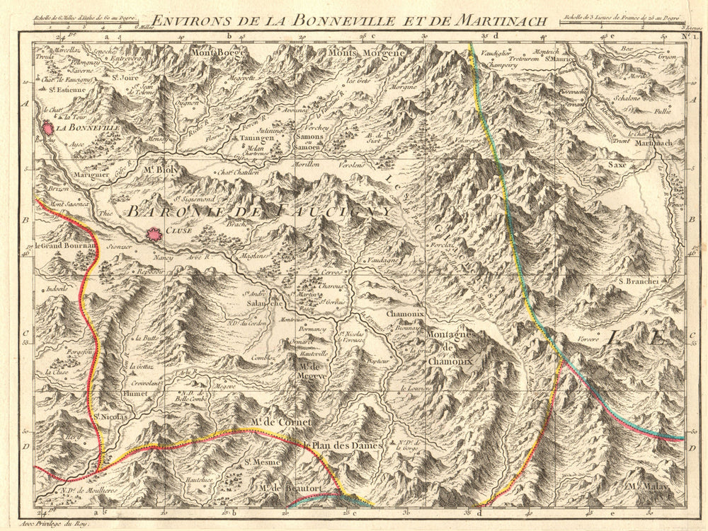 HAUTE SAVOIE. Chamonix Megève St Gervais Morzine Les Gets. D'ANVILLE 1754 map