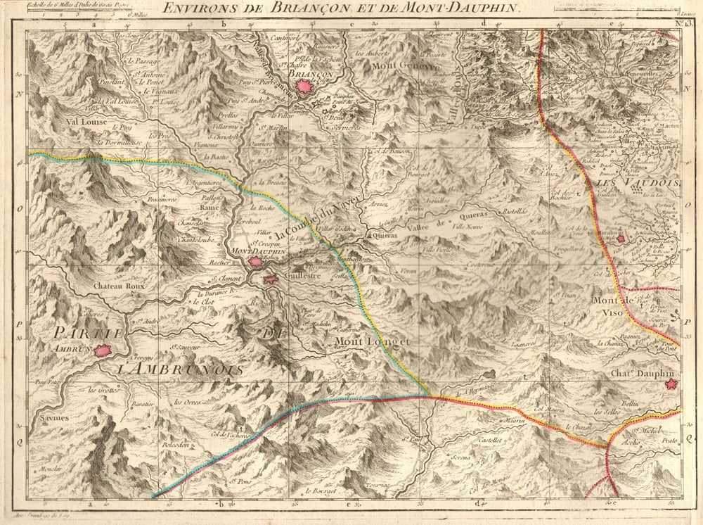 HAUTES-ALPES. Briançon Montdauphin Risoul Embrun Acceglio. D'ANVILLE 1754 map
