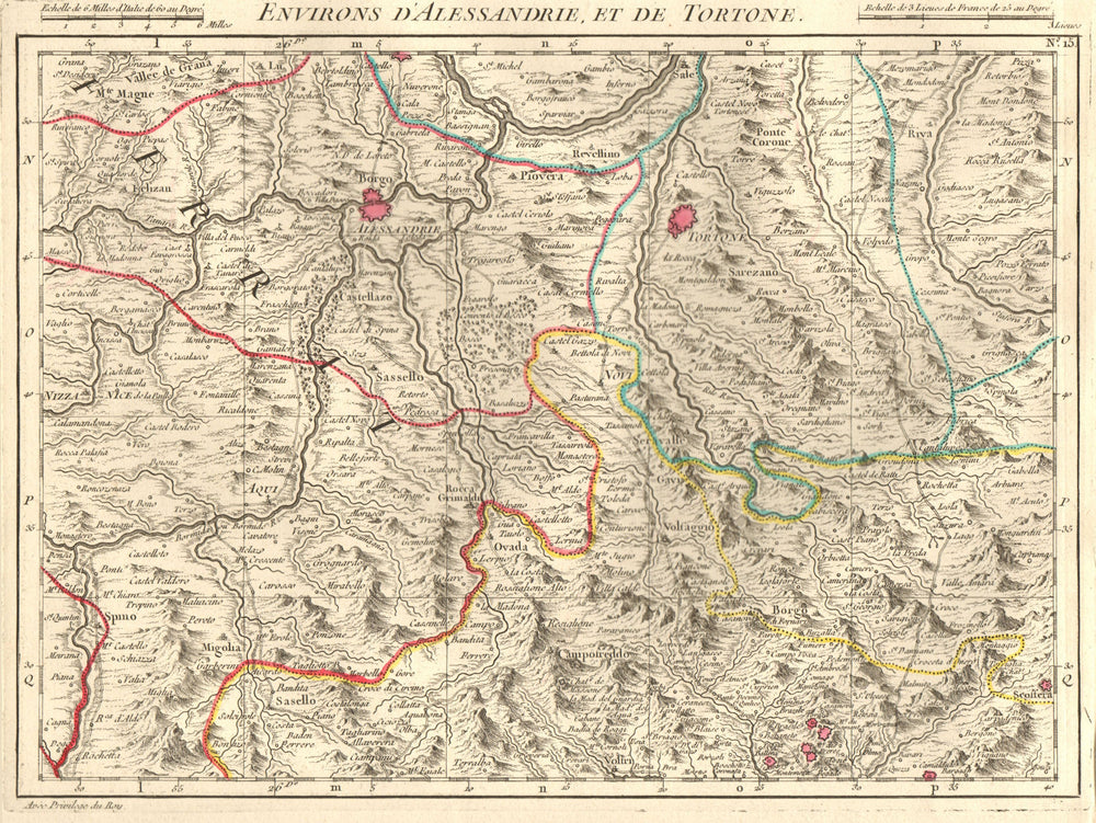 ALESSANDRIA & TORTONE. Novi Ligure Nizza Monferrato Fornari. D'ANVILLE 1754 map