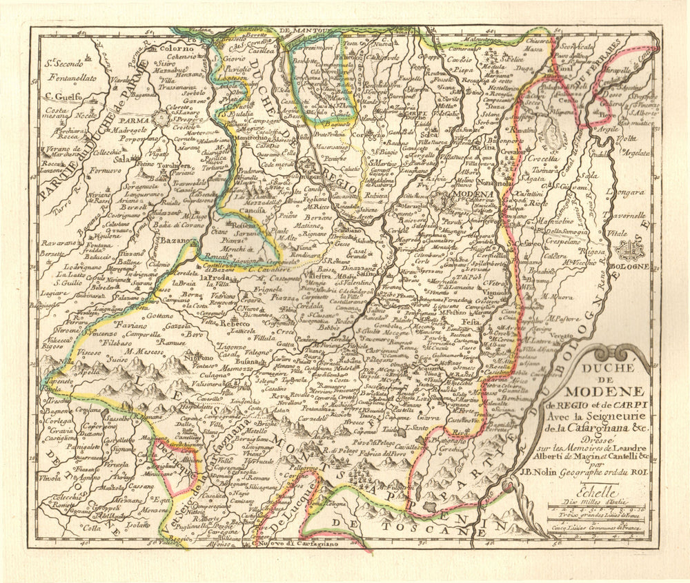 'Duché de Modene de Regio et de Carpi' Duchy of Modena & Reggio. NOLIN c1725 map