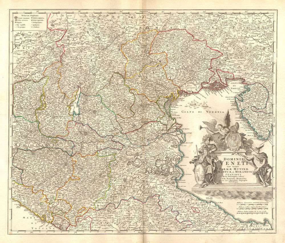 'Dominii Veneti cum vicinis..' Republic of Venice. Parma Modena.HOMANN c1730 map
