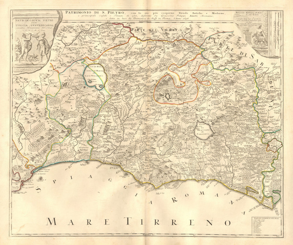 'Patrimonio di S. Pietro'.  The Papal province. Latium. HOMANN/DE ROSSI 1745 map