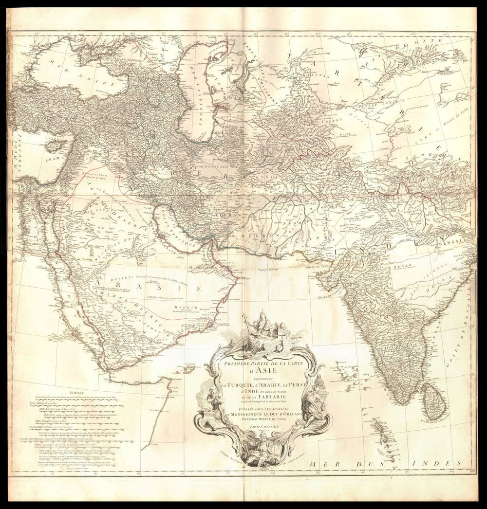 '1er partie de la carte d'Asie'. SW Asia.Arabia Persia India. D’ANVILLE 1751 map