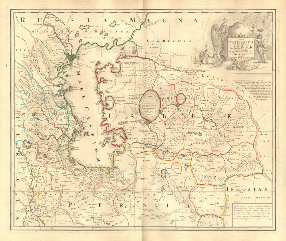 'Nova Maris Caspii et regionis Usbeck' Caspian Uzbek Central Asia. MAAS 1735 map