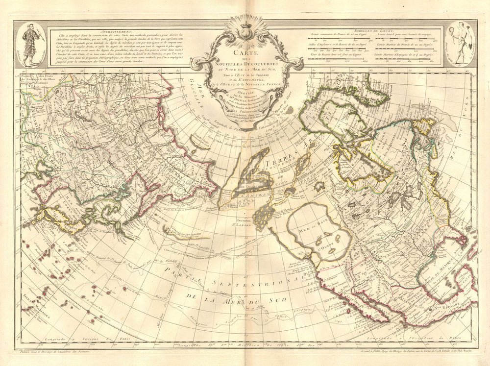 Nouvelles decouvertes au nord de la Mer du Sud. North Pacific.DE L’ISLE 1750 map