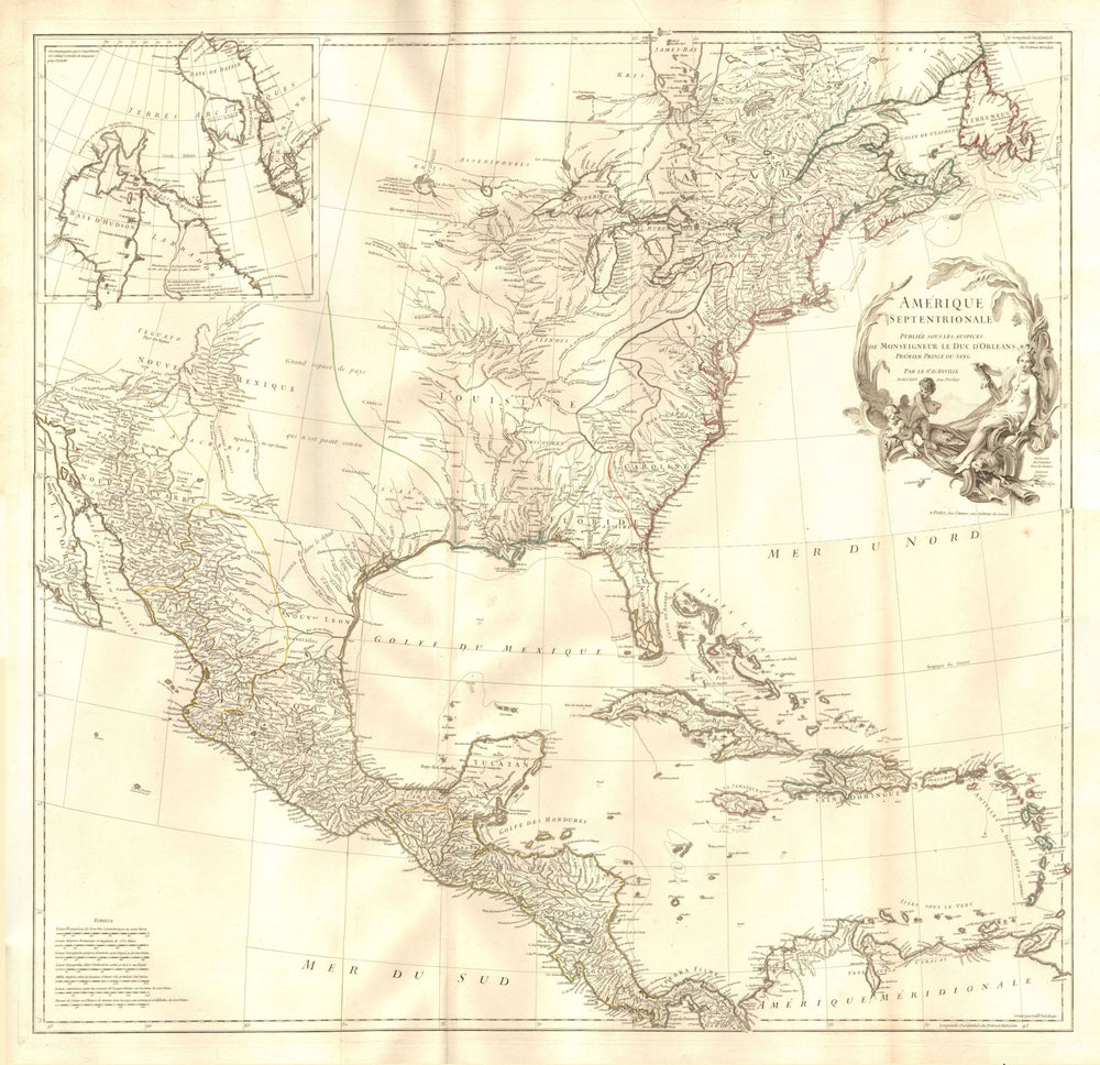 Amérique Septentrionale. British French Spanish North America.D’ANVILLE 1746 map