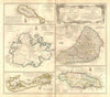 'Dominia Anglorum..' Antigua St Kitts Bermuda Barbados Jamaica. HOMANN c1740 map