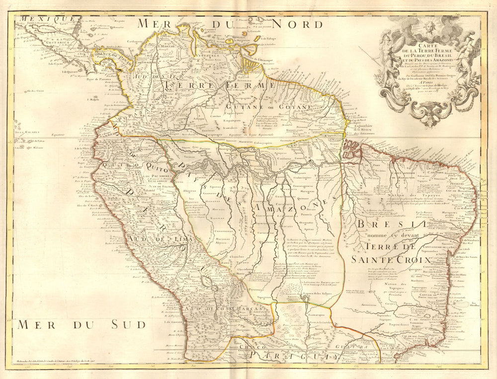 'Terre Ferme du Perou du Bresil..'. Spanish Main. DE L’ISLE/BUACHE 1745 map