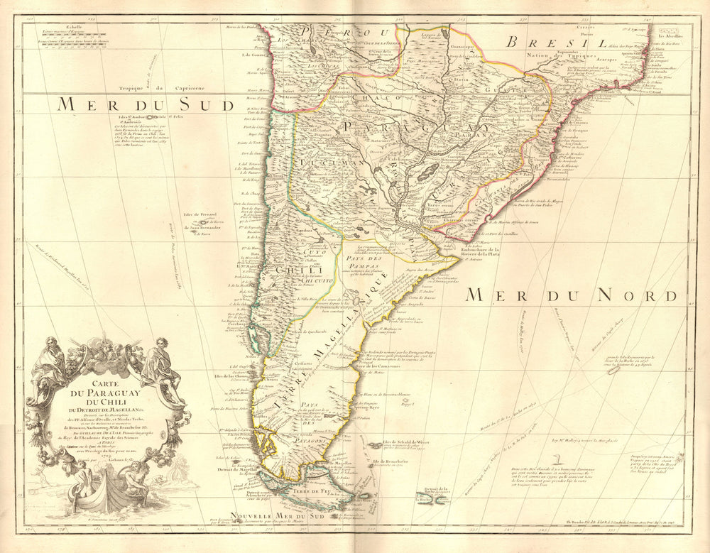 Paraguay, Chili & Detroit de Magellan. South America. DE L’ISLE/BUACHE 1745 map