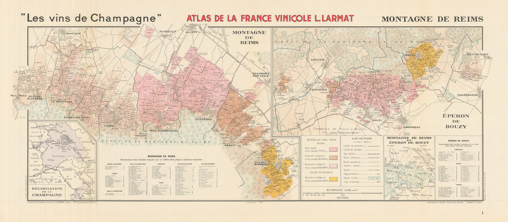 CHAMPAGNE VINEYARD MAP Montagne de Reims. Éperon de Bouzy. Mailly. LARMAT 1944