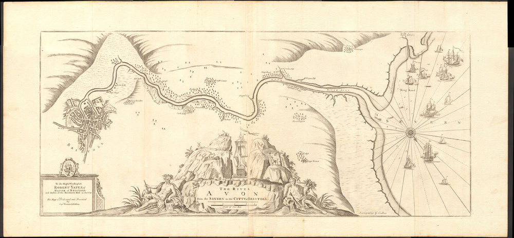 'The River Avon from the Severn to the Citty of Bristoll'. COLLINS c1774 map