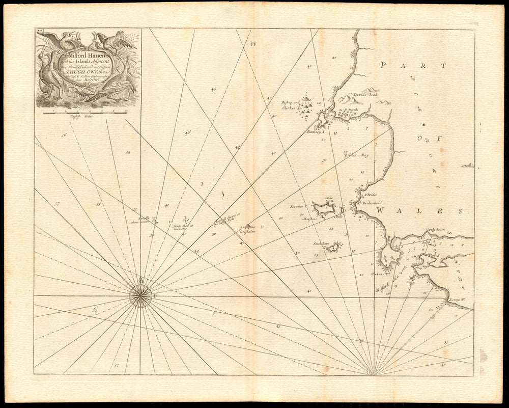 MILFORD HAVEN & adjacent coast chart. St Brides Bay St Davids. COLLINS c1774 map