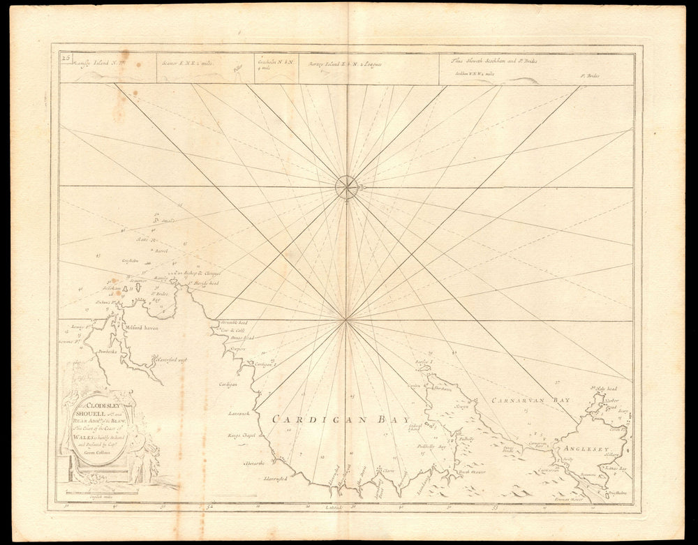 'Coast of Wales' sea chart. Cardigan Bay. Pembrokeshire Coast. COLLINS c1774 map