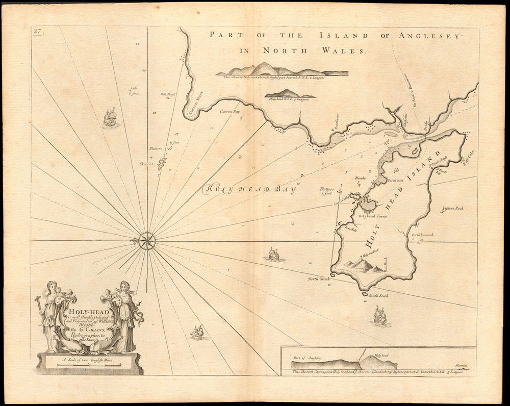 'Holy-Head' sea chart. Holy Island & HOLYHEAD, Anglesey. Capt. COLLINS c1774 map