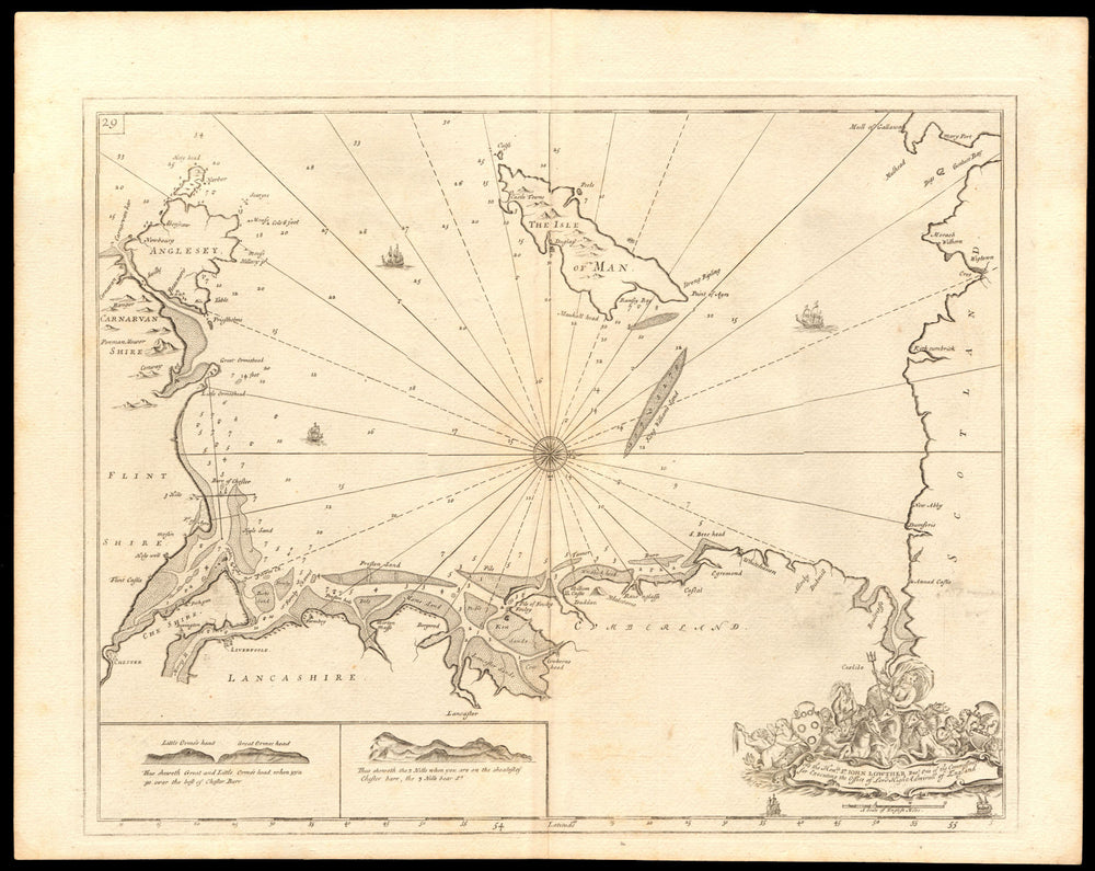 IRISH SEA chart. Lancashire Cumbria North Wales Isle of Man. COLLINS c1774 map