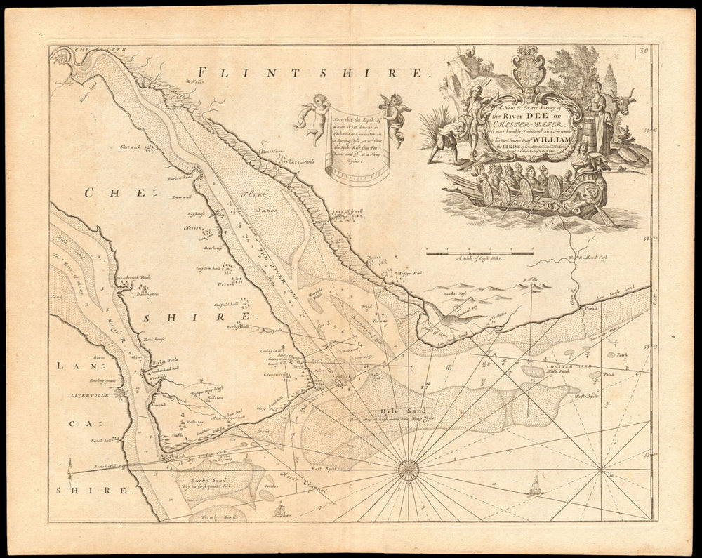 'The River Dee or Chester-Water' sea chart. Wirral Merseyside. COLLINS c1774 map