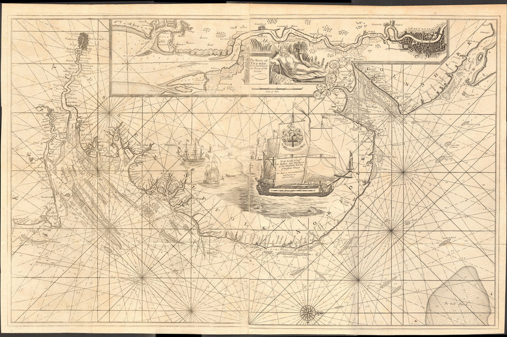EAST COAST OF ENGLAND & THAMES ESTUARY from London to the Nore.COLLINS c1774 map
