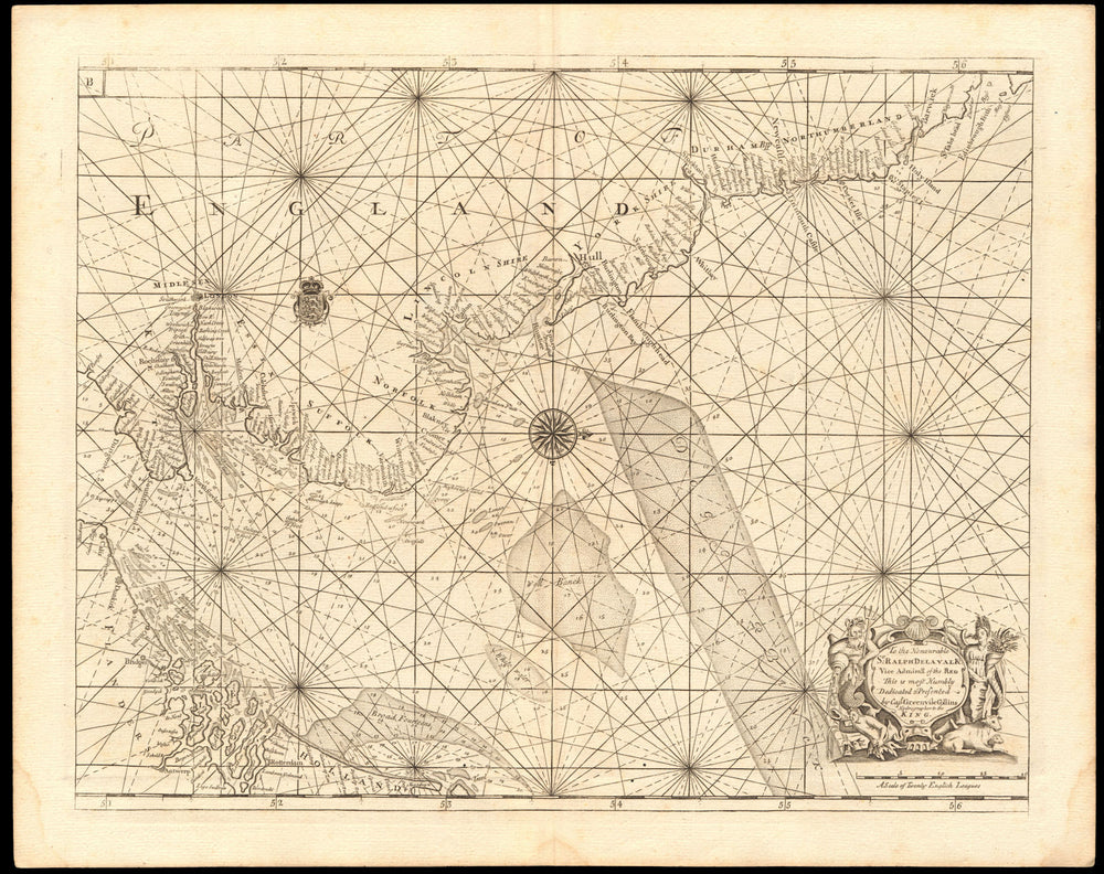 NORTH SEA coast chart. East coast of England Holland Flanders. COLLINS c1774 map