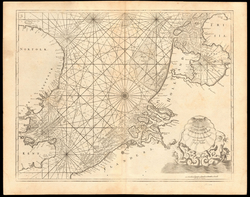NORTH SEA coast chart. East Anglia Kent Holland Flanders. COLLINS c1774 map