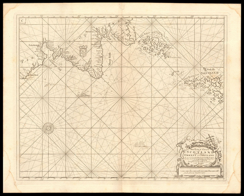 'East Coast of Scotland, with the Isles of Orkney & Shetland'. COLLINS c1774 map