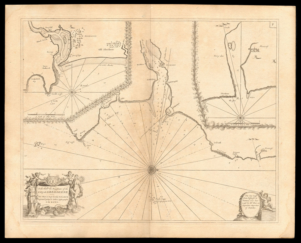 Approaches to ABERDEEN, DUNDEE & MONTROSE sea chart. Tay. COLLINS c1774 map
