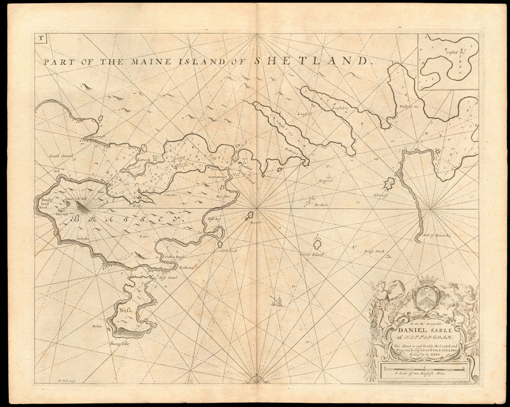 'Part of the Maine Island of Shetland' sea chart. Lerwick. COLLINS c1774 map