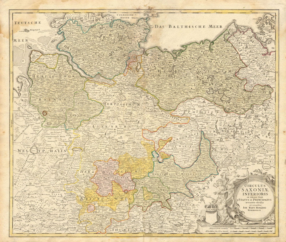 'Circulus Saxoniae Inferioris' Johann Baptist HOMANN. Northern Germany c1730 map